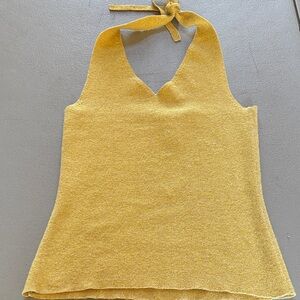 GAP Yellow sparkly Knit Halter Tie-Neck Camisole